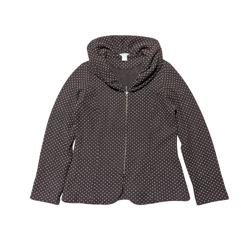 Richard Malcolm Jacket Womens M Brown Polka Dot Wool Blend Shawl Collar Zip Up